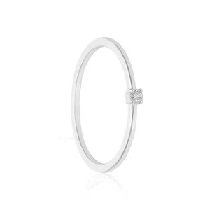 Anillo de compromiso simple de platino 950 con anillo de diamantes naturales de 0,04 quilates - Imagen 1 de 8
