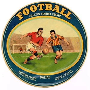 ORIGINAL ORANGE KISTENETIKETT SPANISCH UM 1940 SPANIEN VINTAGE FOOTBALL SOCCER 10 X 10" - Bild 1 von 1