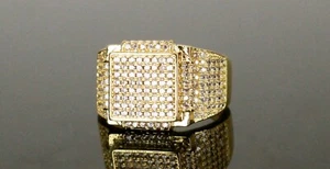 Anillo para hombre con acabado de oro de 18k Ice Out de 6 quilates micropavimentado de diamantes simulados de laboratorio helado - Imagen 1 de 6