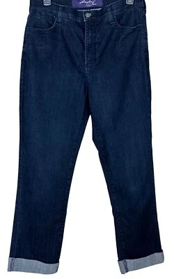 NYDJ Not Your Daughters High Rise Jeans Women Size 10 Blue Straight Leg Cuff Hem - Image 1 of 4