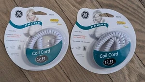 GE 12 ft. Handset Receiver Curly Coil Phone Cord for Telephone White (2 Pack) - Picture 1 of 2