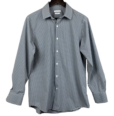 Camisa de Vestir HAGGAR Para Hombre Talla 15 - 15.5 Gris Negra A Cuadros Informal Church Corp Oficina Foto 1 de 4
