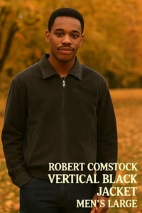 Robert Comstock Vertical Black Jacket Men’s Large – Suede Look, Leather Trim Col - Bild 1 von 13