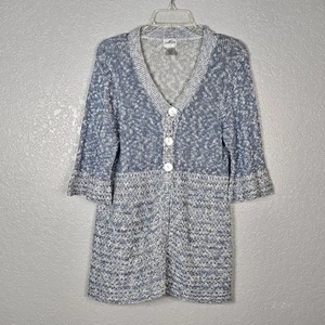 Suéter Chicos Talla 2 o Grande Azul Blanco Mangas 3/4 Algodón Acrílico Cárdigan - Imagen 1 de 13