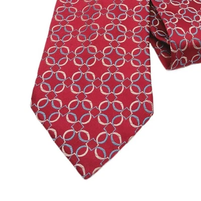 John W. Nordstrom Silk Tie Men’s 62” Red White Blue Woven Geometric Wide New - Image 1 of 3
