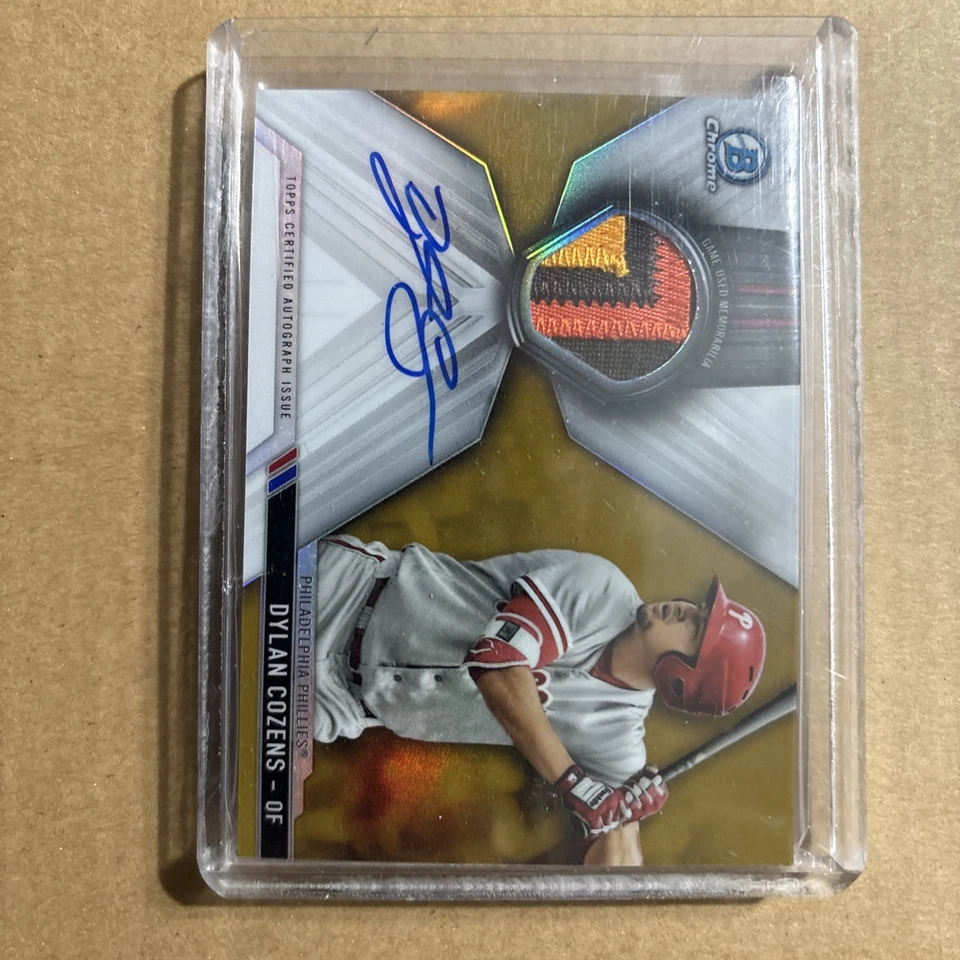 2017 Bowman Chrome Dylan Cozens Gold Refractor Logo Patch Auto /50 Phillies - Image 1 of 2