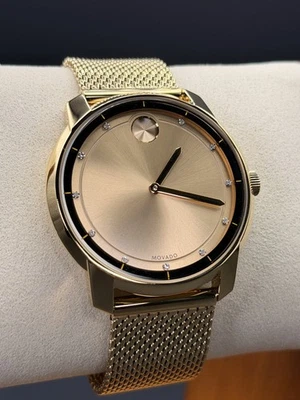 MOVADO BOLD 44MM YELLOW GOLD PLATED DIAMOND DIAL MARKERS MEN'S WATCH 3600460 - Image 1 of 4