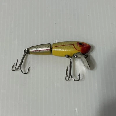 Vintage Wright & McGill Jointed Miracle Minnow 472-J Fishing Lure Yellow Red - Image 1 of 4