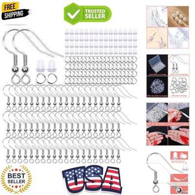 Kit para hacer pendientes de 600 piezas con ganchos hipoalergénicos, anillos de salto y bac de goma... Foto 1 de 4