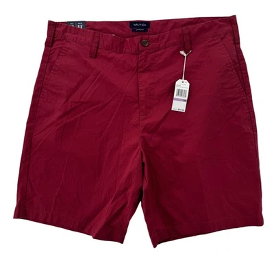 Pantalones Cortos Chinos Nautica Para Hombre 38 Rojo Calce Clásico Elastizados Cómodos Algodón Spandex 8.5" Foto 1 de 4