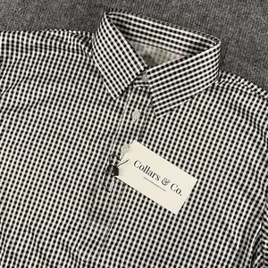 Nuevo Polo Pequeño Collars & Co Cuello de Vestido Guinga Negro Gris Cuadros Para Hombre - Imagen 1 de 11