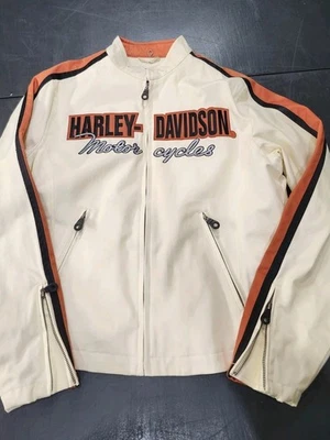Chaqueta para mujer Harley Davidson talla grande marfil naranja color negro usada en excelente estado Foto 1 de 4