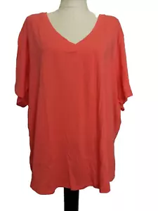TERRA & SKY SEMI-FITTED V-Neck Stretchy Soft Orange Short Sleeve T-Shirt Sz 2X - Picture 1 of 8