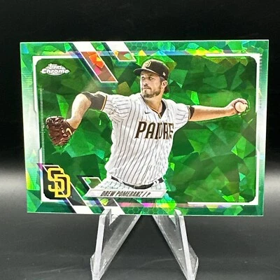 Topps 2021 actualización cromada zafiro verde paralelo US235 Drew Pomeranz 10/50 Foto 1 de 2