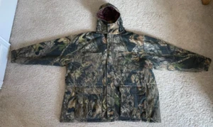 Vintage Cabelas Coat Mens 3XL Camouflage Mossy Oak Full Zip Hooded Hunting Flaw - Picture 1 of 19