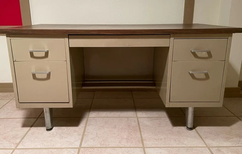 Vintage Mid-Century Steel Tanker Desk Cover