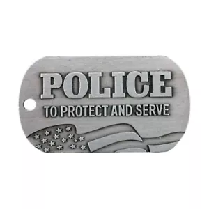 Police Antique Finish Dog Tag Necklace-Joshua 1:9 Shields of Strength - Picture 1 of 3