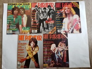 5 Hit Parader Music Magazines 1975-1978 Kiss Stones Aerosmith Bowie - Picture 1 of 20