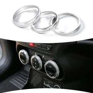 3pc Air Conditioner Switch Knob Cover Trim Ring For Jeep Renegade 2015-17 Silver - Picture 1 of 8