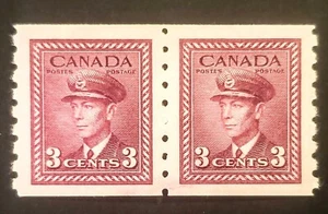 Stamps Canada Mint:  #266  3c rose violet George Vl War Issue coil pr.  VF MNH - Picture 1 of 1