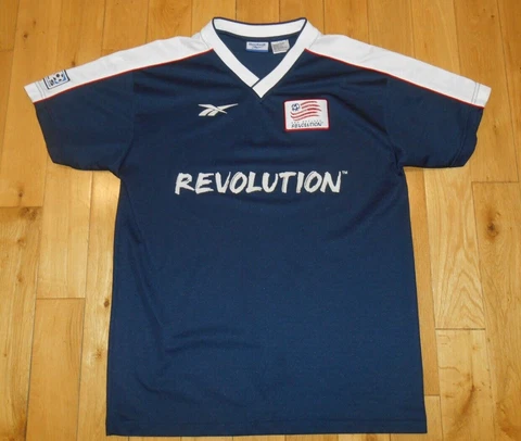 Vintage 1999 Reebok NEW ENGLAND REVOLUTION MLS Soccer Home JERSEY KIT Youth XL Cover