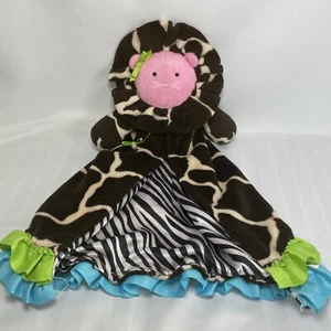 Mud Pie Lion Lovey Blanket 16" Giraffe Plush Zebra Satin Minky Soft Security - Picture 1 of 12