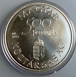 Hungary 500 Forint 1993 BP   KM# 702  BU  sterling silver - Picture 1 of 2
