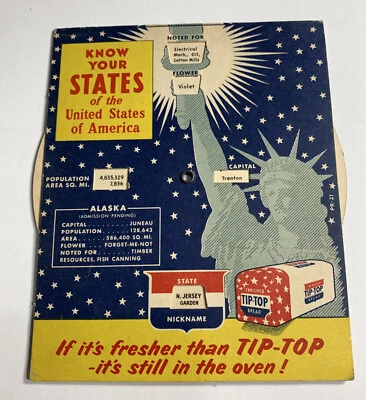 Patriotic Americana Tip Top Bread Sign Know Your States Statue Of Liberty Blue - Image 1 of 2
