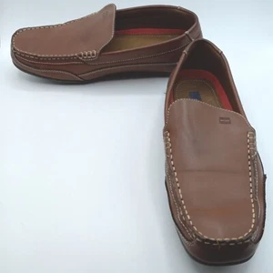 Men's Tommy Hilfiger Driving Loafers Shoes Size 10.5 Brown Stitched Tops - Picture 1 of 12