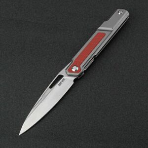 SRM Fantasy Folding Knife Red Titanium/G10 Handle N690 Plain Edge 1421-TL