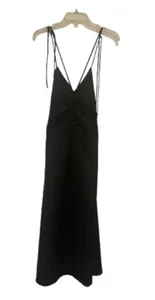 NWT Jason Wu Medium Dress Black Spaghetti Strap Sexy Cinched Front Fitted Maxi - Picture 1 of 7