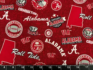 Tina Scrap 9"x21" NCAA University of Alabama Crimson Tide Fabric Football Cotton - Picture 1 of 1