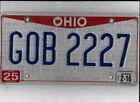 OHIO passenger 2016 license plate "GOB 2227" ***FRANKLIN***