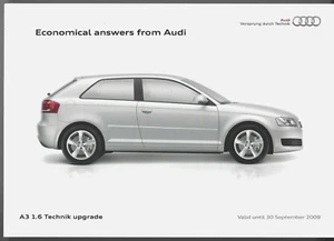Audi A3 1.6 Technik Upgrade Offer Mid 2009 UK Market Single Sheet Sales Brochure - Picture 1 of 2
