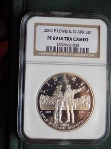 2004 P Lewis & Clark Proof Silver Dollar, NGC PF-69 Ultra Cameo - Picture 1 of 2