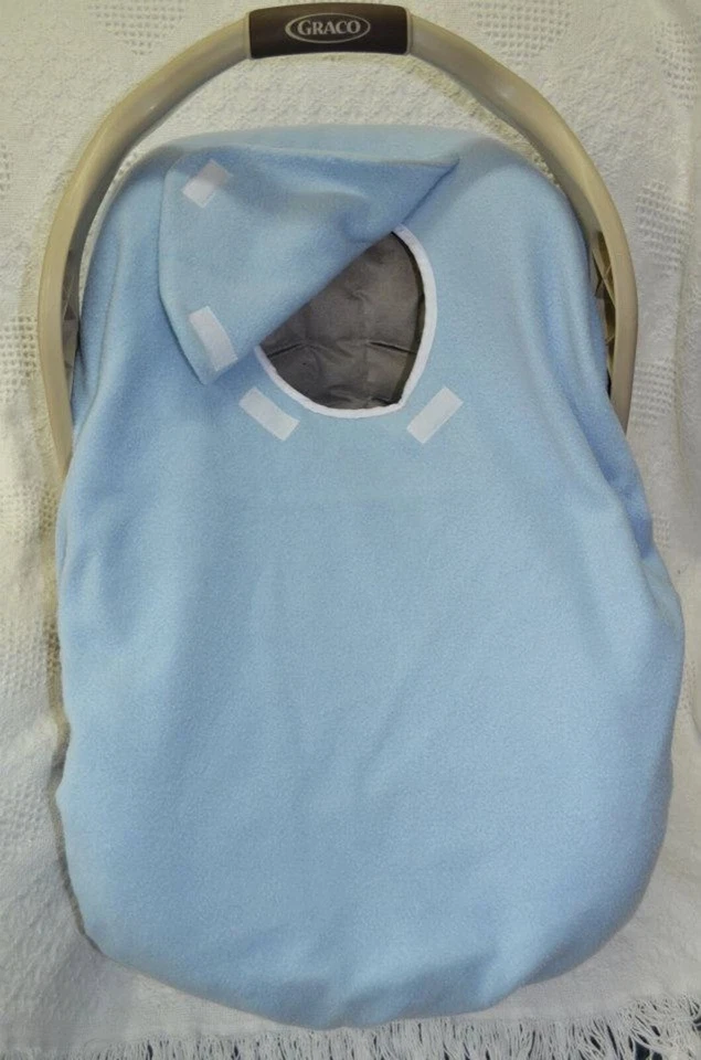 Infant Car Seat Carrier Cover  New, Handmade, Fleece Light Blue - Image 1 of 1