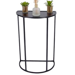 Console Table Semi Circle Tall Plant Table Display Stand Table Black Metal Frame - Picture 1 of 4