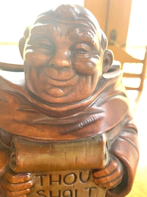 Vintage Friar Tuck Cookie Jar Thou Shall Not Steal by Treasure Craft Made in USA - Image 1 of 4