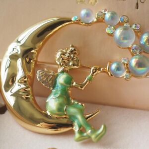 Moon Fairy Brooch Vintage Middle Ancient Brooches Blowing Bubbles Antique