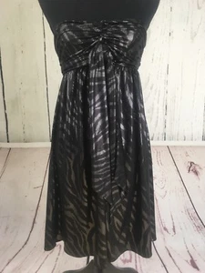 Express Women's Dress Sz XS Small Black Silver Shiny Strapless Dress - Picture 1 of 9