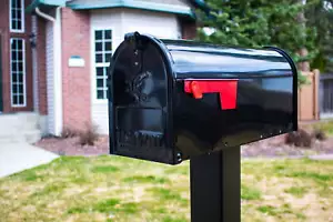 Architectural Mailboxes Galvanized Steel,Medium,Post-Mount Mailbox in Black - Picture 1 of 5