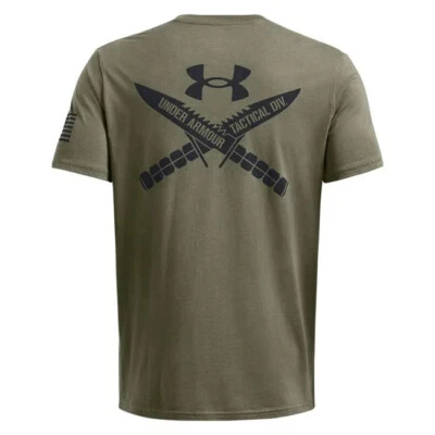 Under Armour 1389463 UA Men's Freedom TAC Logo Knife Cotton OD Green T-Shirt - Image 1 of 3