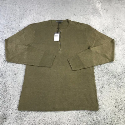 John Varvatos Sweater Mens Large L Green Collection Luxury Henley  New $298 3242 - Image 1 of 4