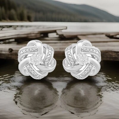 Zales Diamond Twisted Knot Flower Cluster Stud Earrings - Image 1 of 4