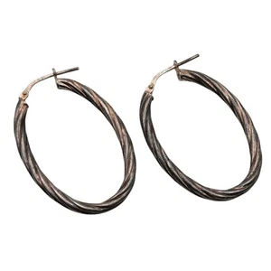 Dyadema Sterling Silber gedrehte große Creolen mit Anlauf 925 5,5 g - Bild 1 von 6