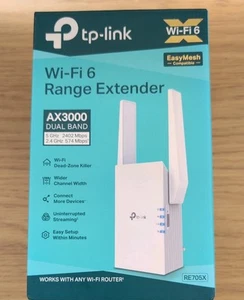 TP-Link RE705X AX3000 Dual Band Mesh Wi-Fi 6 Range Extender Hotspot 160 MHz UK - Afbeelding 1 van 5