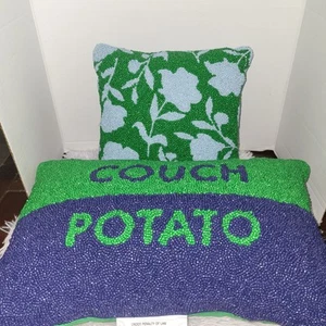 Set Of 2 Kate Spade New York x Target Green/Blue Beaded Throw Pillow - Picture 1 of 11