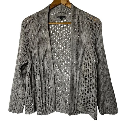 Cárdigan Eileen Fisher para mujer S tejido abierto lentejuelas adornado suéter topo Foto 1 de 4