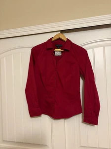 Simply Styled Petite V Neck Suiting Blouse Medium Petite Rumba Red Button Up - Picture 1 of 3