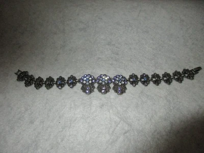 Pulsera de peltre Park Lane 7" azul circonita redonda vintage Foto 1 de 2